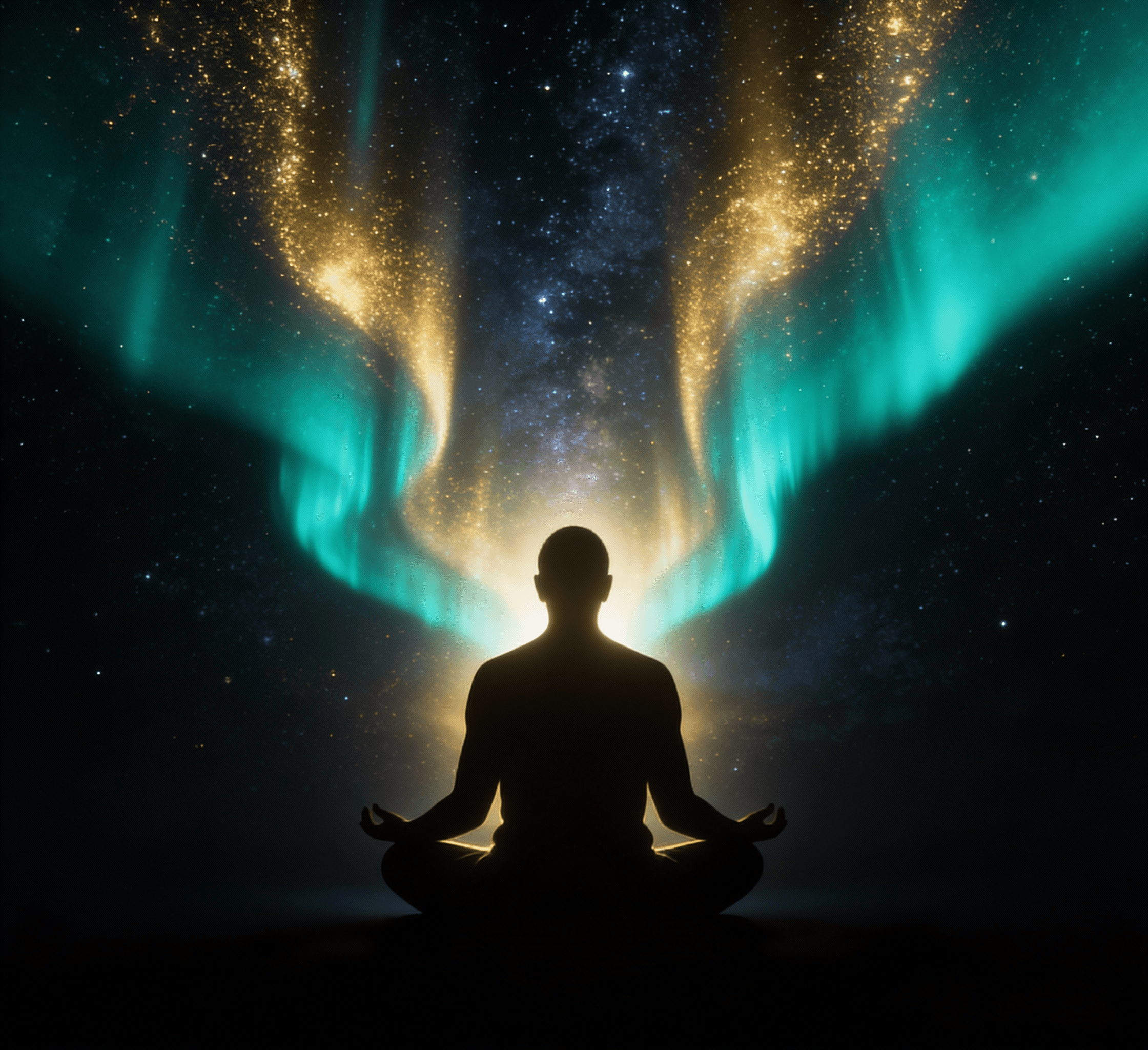 A moment of deep contemplation beneath the aurora